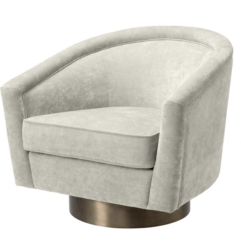 Кресло Eichholtz Swivel Chair Catene Sand Бежево-серый матовое золото Кресло Eichholtz Swivel Chair Catene Sand Бежево-серый матовое золото в Костроме | Loft Concept