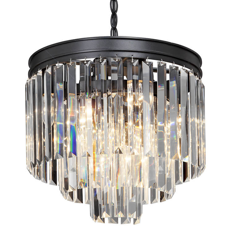 Люстра ODEON CLEAR GLASS 3-TIER Black Прозрачное стекло D 36 Черный Люстра ODEON CLEAR GLASS 3-TIER Black Прозрачное стекло D 36 Черный в Костроме | Loft Concept