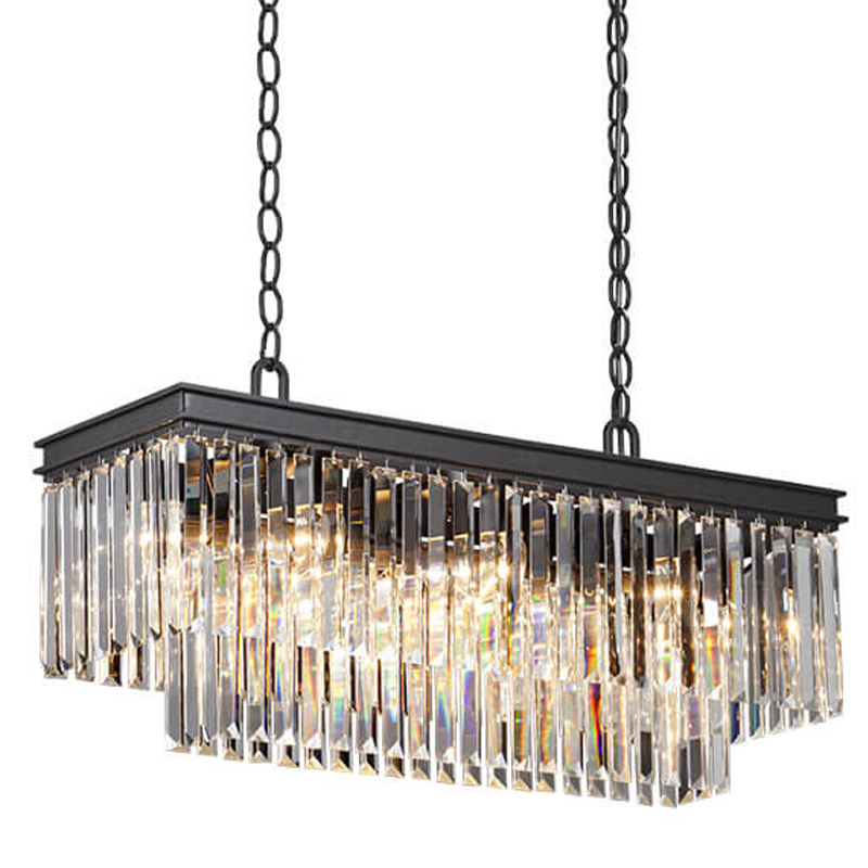 Люстра RH 1920s Odeon Clear Glass Rectangular Chandelier Black iron Длина 80 Прозрачное Стекло Черный матовый Люстра RH 1920s Odeon Clear Glass Rectangular Chandelier Black iron Длина 80 Прозрачное Стекло Черный матовый в Костроме | Loft Concept