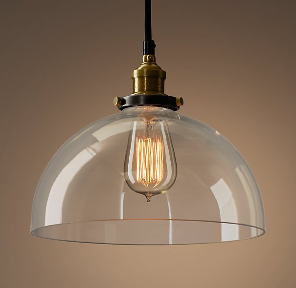 Подвесной светильник Loft Clear Glass SemiSphere Cloche Черный Подвесной светильник Loft Clear Glass SemiSphere Cloche Черный в Костроме | Loft Concept