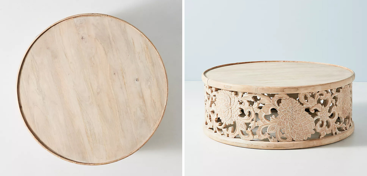 Круглый кофейный стол Handcarved Lotus Round Coffee Table - фото №1