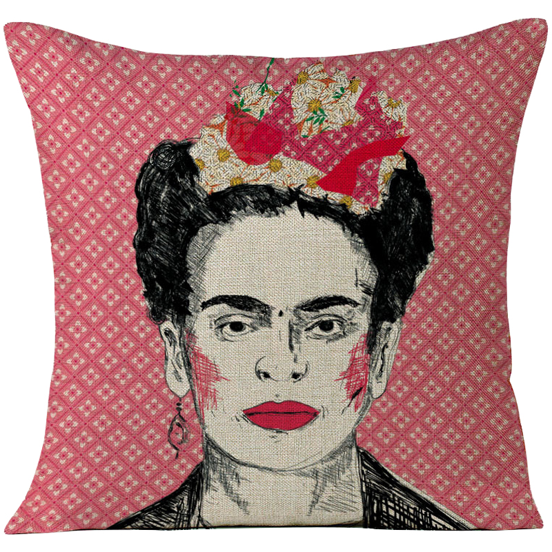 Декоративная подушка Frida Kahlo 14 Красный Бежевый Черный Розовый Декоративная подушка Frida Kahlo 14 Красный Бежевый Черный Розовый в Костроме | Loft Concept