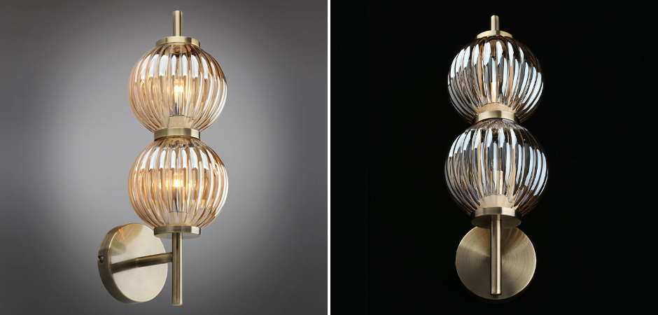Бра Shell Beads с янтарным стеклом Бра Shell Beads с янтарным стеклом - Loft-Concept в Костроме
