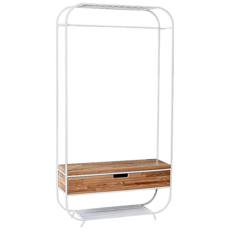 Рейл с выдвижным ящиком Ewing White Industrial Metal Rust Clothes Rail Белый Светлый дуб Рейл с выдвижным ящиком Ewing White Industrial Metal Rust Clothes Rail Белый Светлый дуб в Костроме | Loft Concept