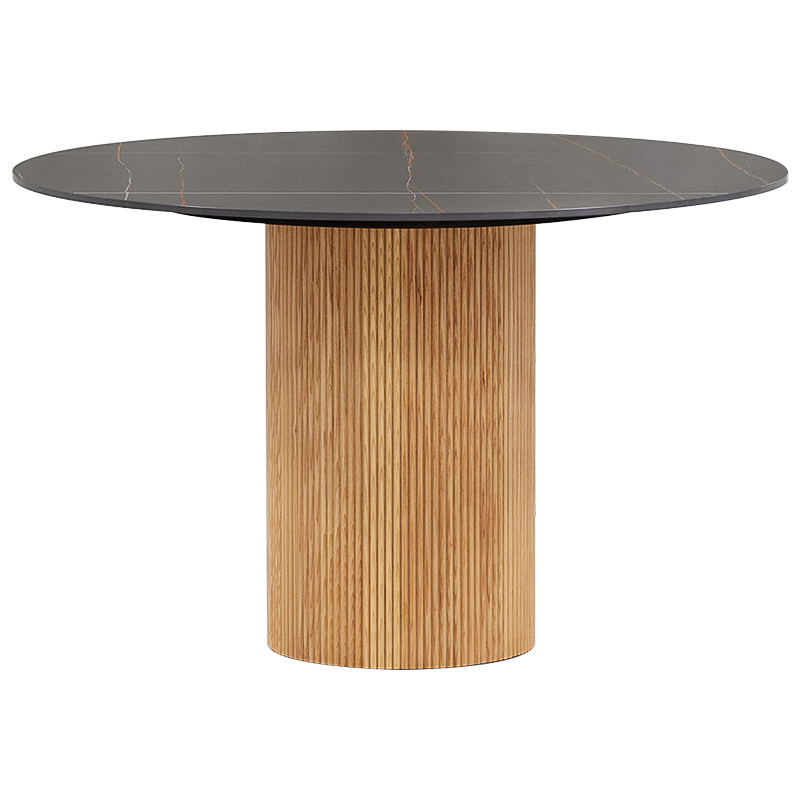 Круглый обеденный стол Malcolm Stone Dinner Table Черный Древесина Круглый обеденный стол Malcolm Stone Dinner Table Черный Древесина в Костроме | Loft Concept