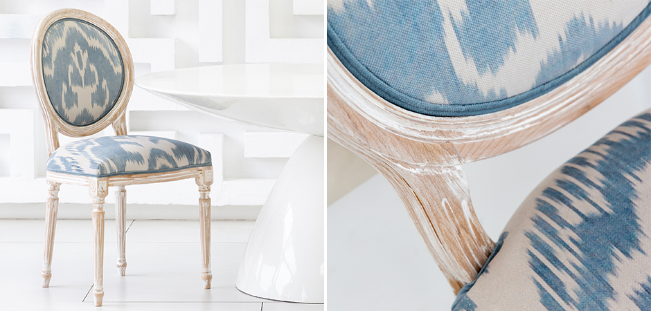 Мягкий стул со светло-голубым узором Ikat Pattern Мягкий стул со светло-голубым узором Ikat Pattern - Loft-Concept в Костроме