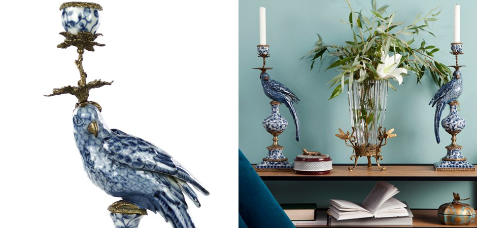 Подсвечник Blue and White Parrot Подсвечник Blue and White Parrot - Loft-Concept в Костроме