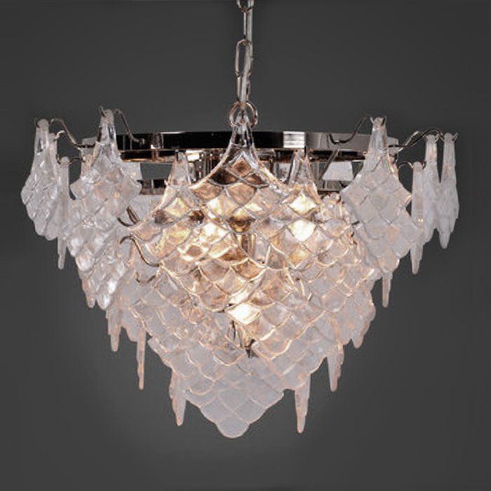 Люстра Glass Scales Хром Прозрачное Стекло Люстра Glass Scales Хром Прозрачное Стекло в Костроме | Loft Concept