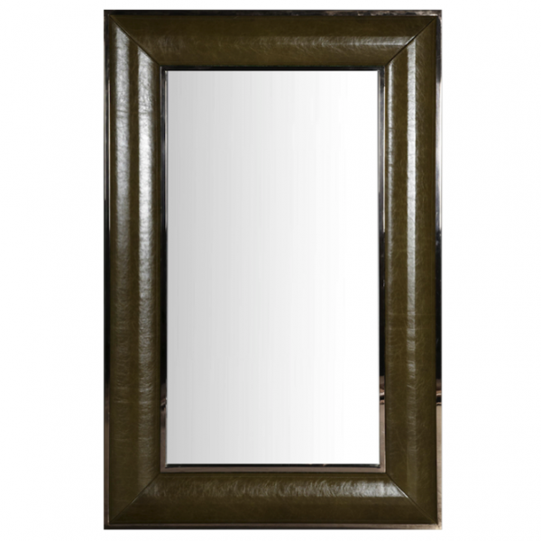 Зеркало настенное Leather Lux Mirror Square Oliva Оливковый Зеркало настенное Leather Lux Mirror Square Oliva Оливковый в Костроме | Loft Concept