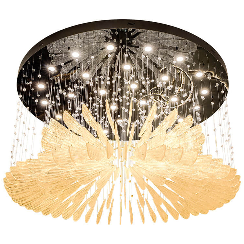Большая круглая люстра с подвесками лепестки Gold Leaf Fall Light Chandelier Бронза Прозрачное Стекло Большая круглая люстра с подвесками лепестки Gold Leaf Fall Light Chandelier Бронза Прозрачное Стекло в Костроме | Loft Concept