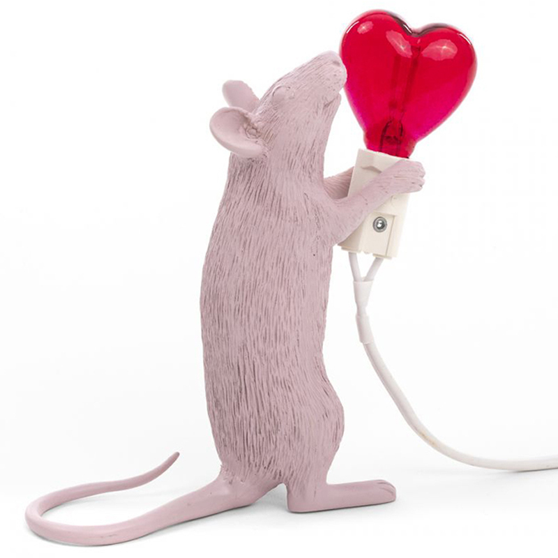 Настольная лампа Seletti Mouse Step Love USB Белый Красный Настольная лампа Seletti Mouse Step Love USB Белый Красный в Костроме | Loft Concept