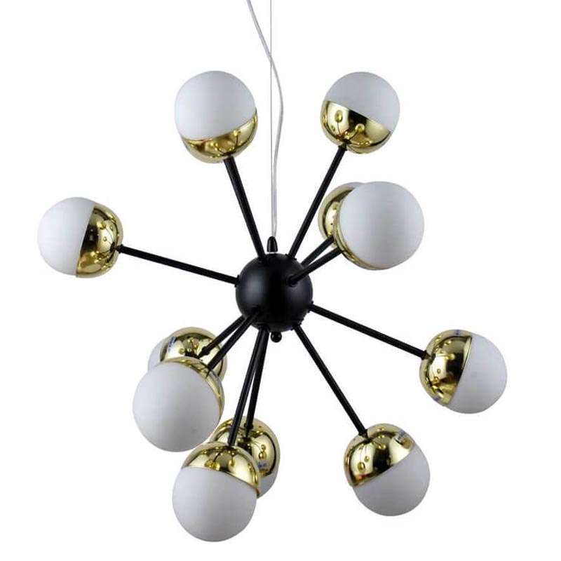 Люстра Sputnik White and Gold Globe Chandelier 12 Черный Золотой Белый Люстра Sputnik White and Gold Globe Chandelier 12 Черный Золотой Белый в Костроме | Loft Concept