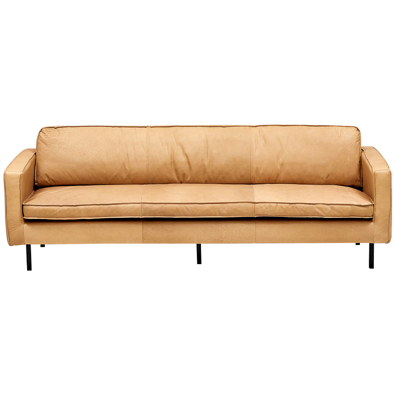 Диван кожаный Adrian Beige Leather Sofa Бежевый Черный Диван кожаный Adrian Beige Leather Sofa Бежевый Черный в Костроме | Loft Concept