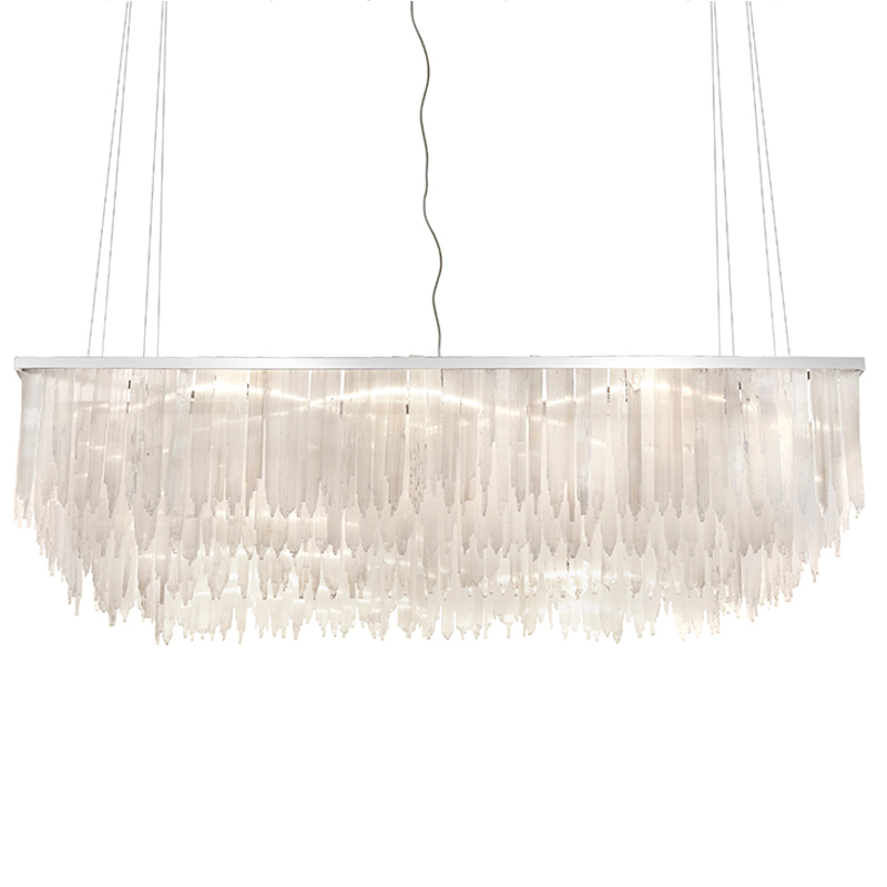 Люстра LAMP SELENITE RECT chromium 160 Прозрачный белый Хром Люстра LAMP SELENITE RECT chromium 160 Прозрачный белый Хром в Костроме | Loft Concept
