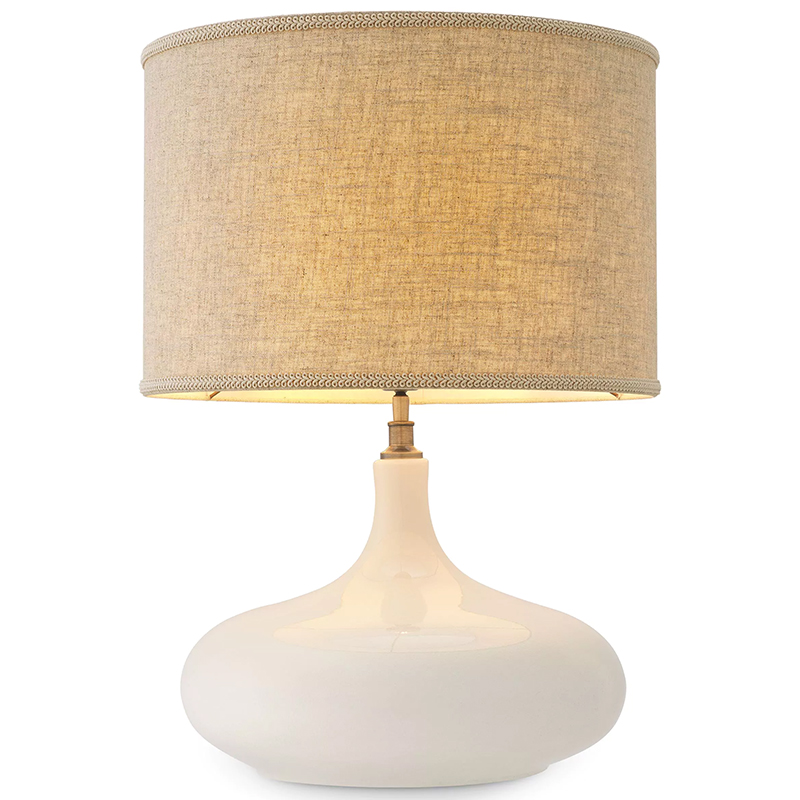 Настольная лампа Eichholtz Table Lamp Jones Белый Бежево-серый Латунь Настольная лампа Eichholtz Table Lamp Jones Белый Бежево-серый Латунь в Костроме | Loft Concept