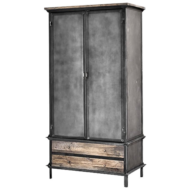 Шкаф Gasparo Loft Wardrobe Металлик винтаж Древесина Шкаф Gasparo Loft Wardrobe Металлик винтаж Древесина в Костроме | Loft Concept