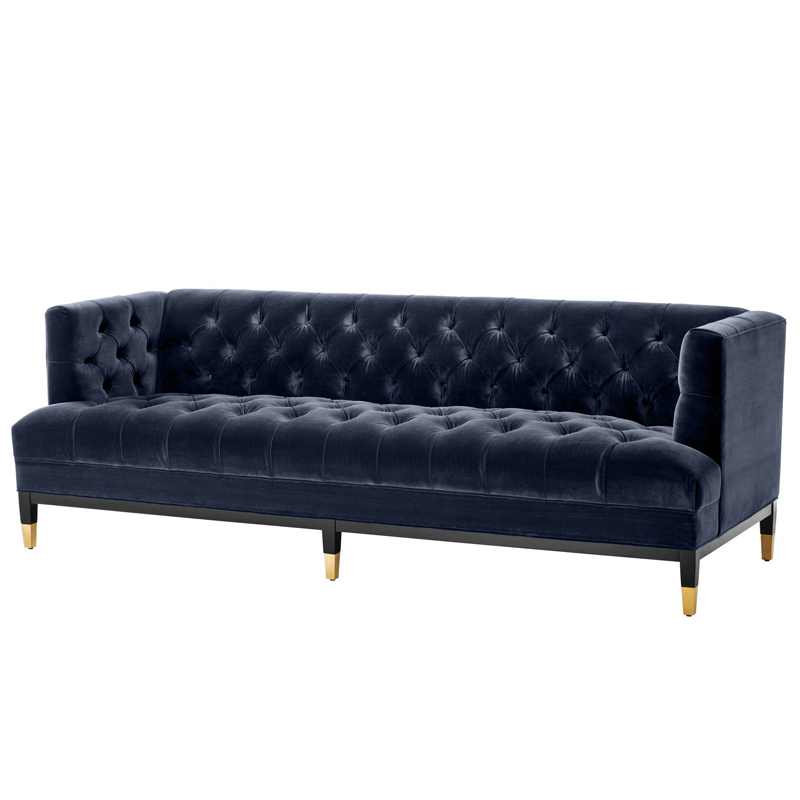 Диван Eichholtz Sofa Castelle midnight blue Темно-синий Черный Латунь Диван Eichholtz Sofa Castelle midnight blue Темно-синий Черный Латунь в Костроме | Loft Concept