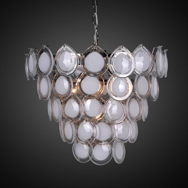 Люстра Vistosi glass disc chandelier Хром Белый Люстра Vistosi glass disc chandelier Хром Белый в Костроме | Loft Concept