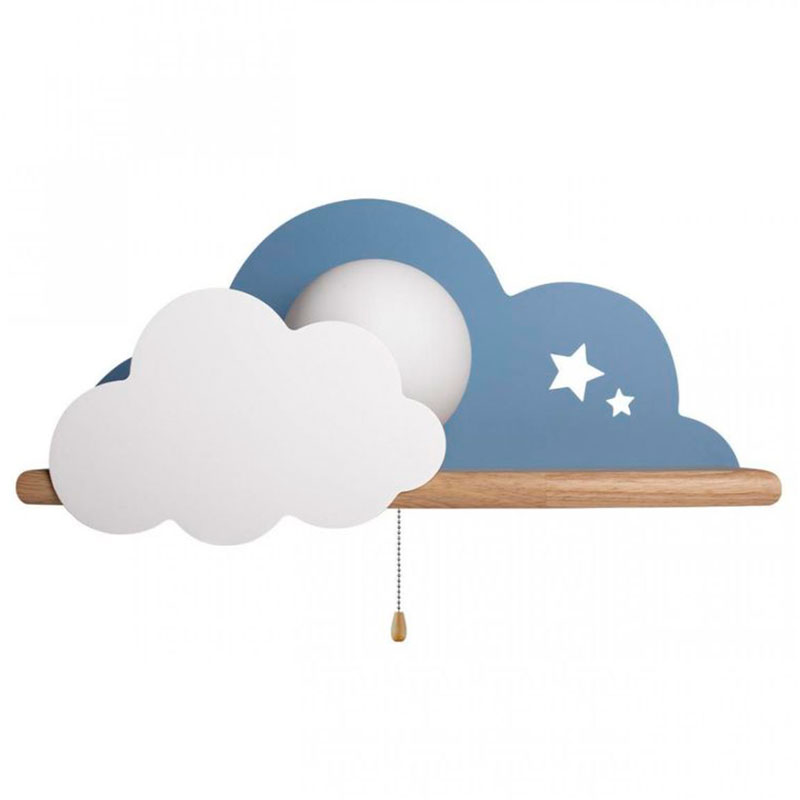 Бра с полкой голубое Облако Wall Lamp Blue Cloud Голубой Древесина Бра с полкой голубое Облако Wall Lamp Blue Cloud Голубой Древесина в Костроме | Loft Concept