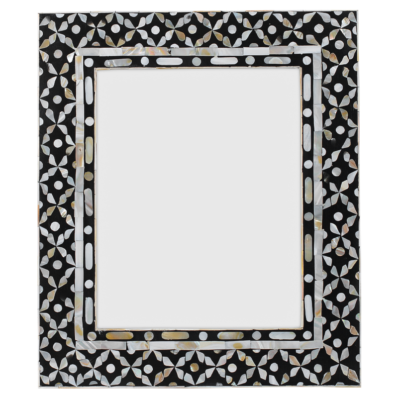 Рама для фото Bone Inlay Pearl Black L Черно-белый Перламутровый Рама для фото Bone Inlay Pearl Black L Черно-белый Перламутровый в Костроме | Loft Concept