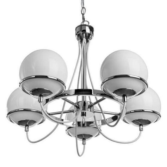 Люстра Melissa Chandelier Chromium 5 Хром Белый Люстра Melissa Chandelier Chromium 5 Хром Белый в Костроме | Loft Concept