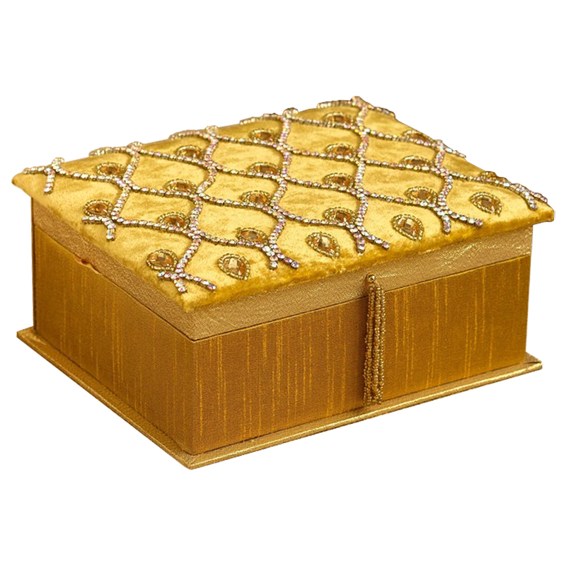 Шкатулка с вышивкой из бисера Felicia Beads Embroidery Box Золотой Шкатулка с вышивкой из бисера Felicia Beads Embroidery Box Золотой в Костроме | Loft Concept