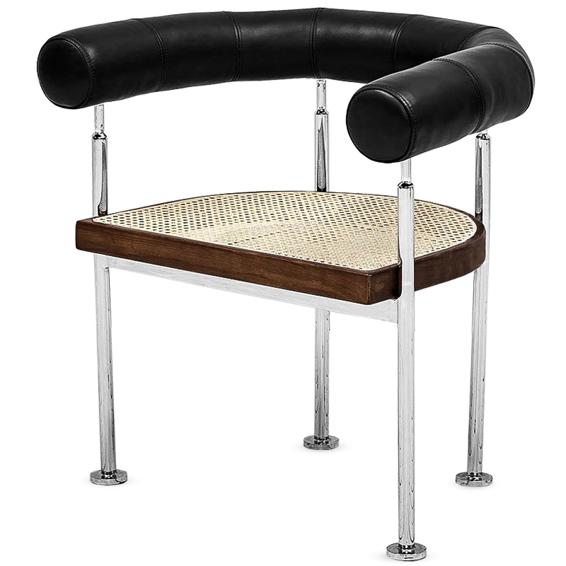 Стул Philibe Stool Черный Коричневый Хром Бежевый Стул Philibe Stool Черный Коричневый Хром Бежевый в Костроме | Loft Concept