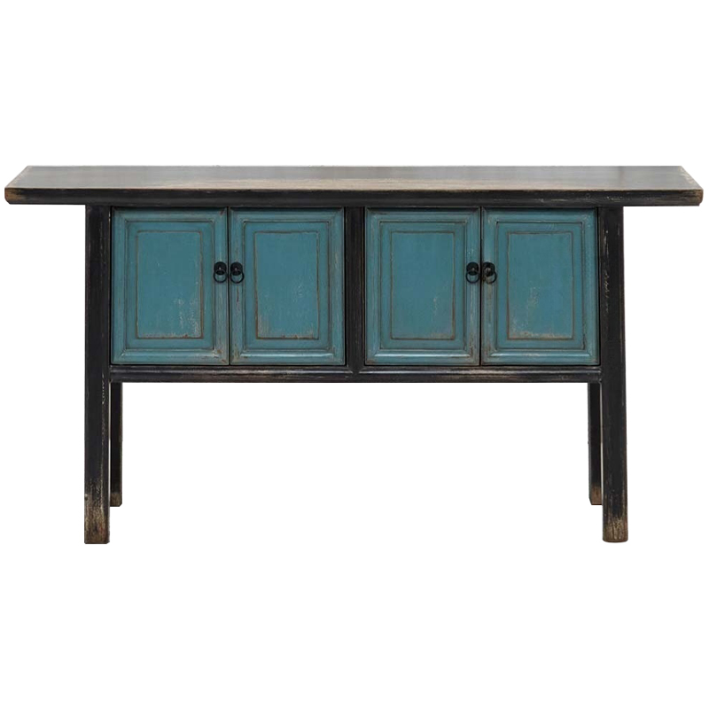 Деревянная консоль в китайском стиле с дверцами голубая Qin Console Table Blue Голубой Черный Древесина Деревянная консоль в китайском стиле с дверцами голубая Qin Console Table Blue Голубой Черный Древесина в Костроме | Loft Concept