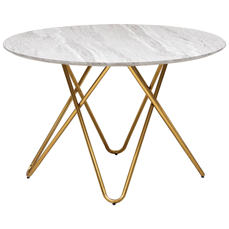 Обеденный круглый стол Alanis Round Dinner Table Золотой Белый Серый Обеденный круглый стол Alanis Round Dinner Table Золотой Белый Серый в Костроме | Loft Concept