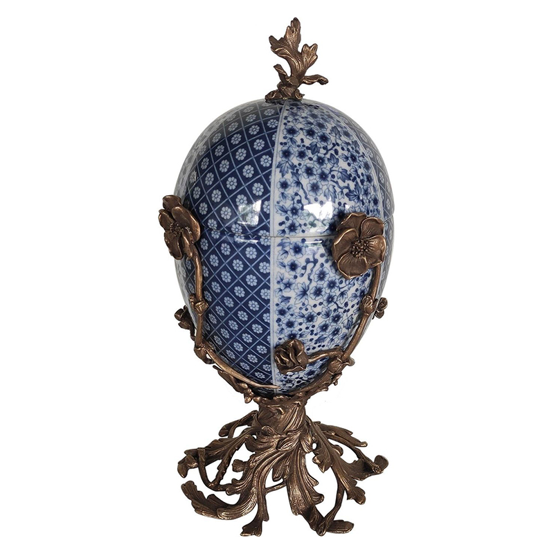 Шкатулка фарфоровая на бронзовой подставке Porcelain & Bronze Синий Бронза Шкатулка фарфоровая на бронзовой подставке Porcelain & Bronze Синий Бронза в Костроме | Loft Concept
