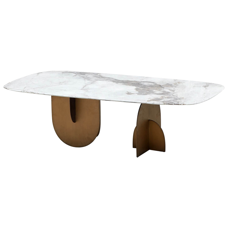 Кофейный стол Aoife Marble Dining Table Латунь Белый Мрамор Bianco Серый Кофейный стол Aoife Marble Dining Table Латунь Белый Мрамор Bianco Серый в Костроме | Loft Concept