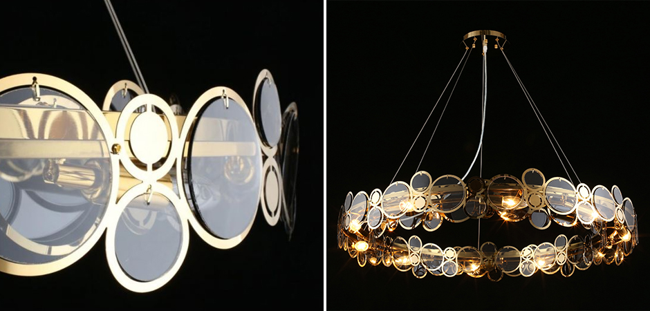 Люстра с дымчатым стеклом Golden Circles Люстра с дымчатым стеклом Golden Circles - Loft-Concept в Костроме