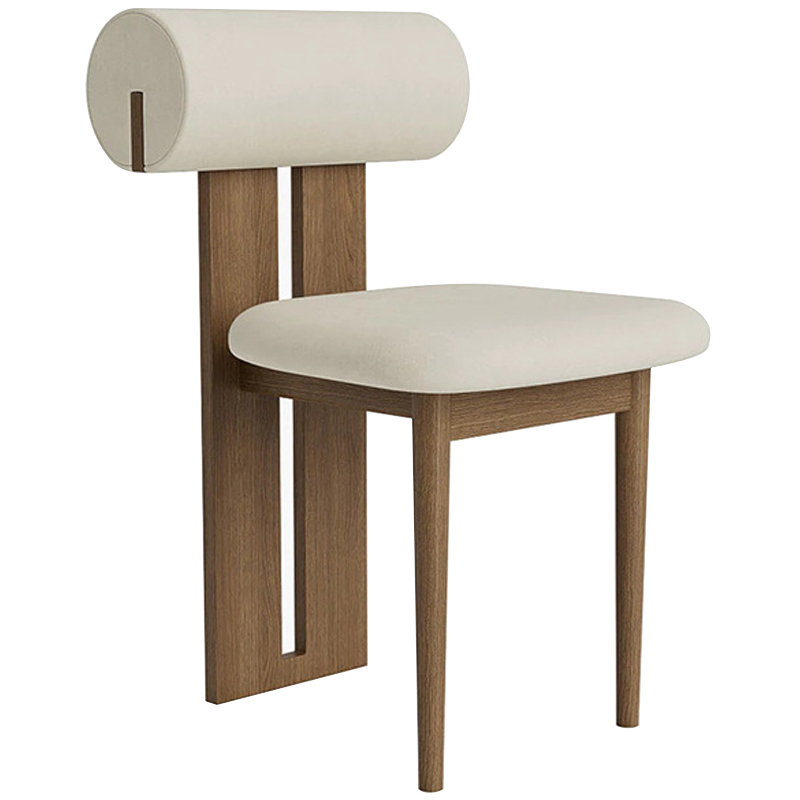 Стул Behemo Dark Wood Chair Молочный Коричневый Стул Behemo Dark Wood Chair Молочный Коричневый в Костроме | Loft Concept