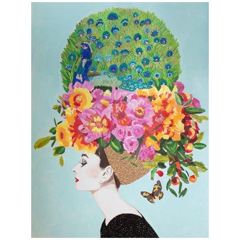 Картина Audrey with Floral Bouquet and Peacock Headdress Мульти в Костроме | Loft Concept 
