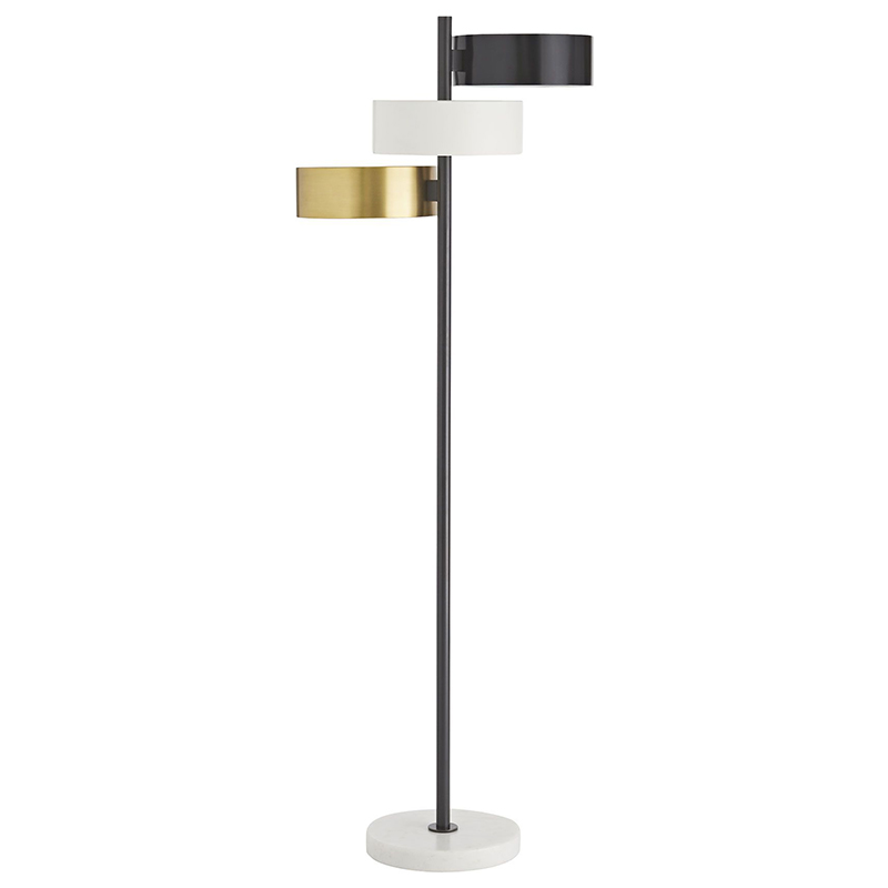 Торшер Arteriors HUTTON FLOOR LAMP Латунь Черный Белый Торшер Arteriors HUTTON FLOOR LAMP Латунь Черный Белый в Костроме | Loft Concept