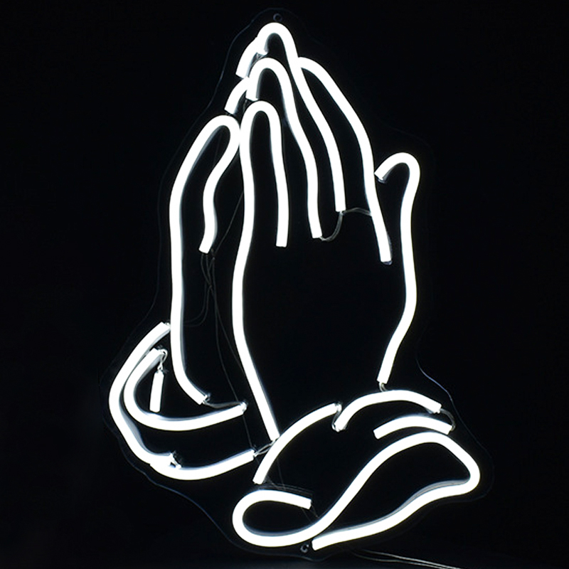 Неоновая настенная лампа Praying Hands Neon Wall Lamp Белый Прозрачный Неоновая настенная лампа Praying Hands Neon Wall Lamp Белый Прозрачный в Костроме | Loft Concept