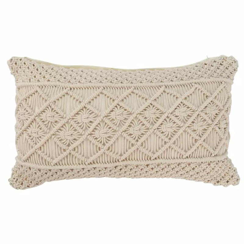 Чехол на подушку с макраме бежевого цвета Macrame Бежевый Чехол на подушку с макраме бежевого цвета Macrame Бежевый в Костроме | Loft Concept