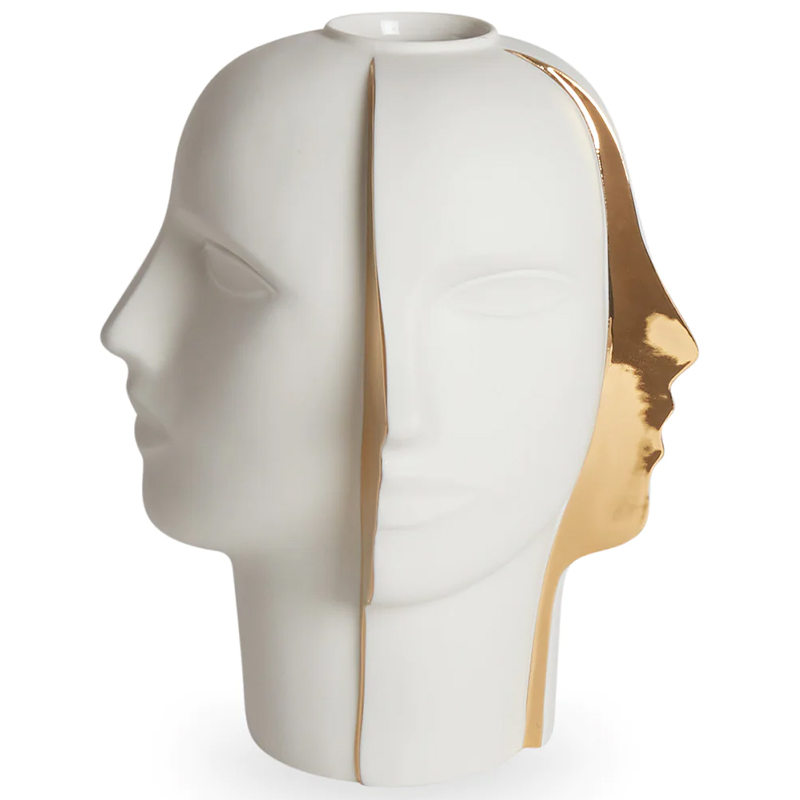 Ваза Jonathan Adler ATLAS SPLIT VASE Белый Глянцевое золото Ваза Jonathan Adler ATLAS SPLIT VASE Белый Глянцевое золото в Костроме | Loft Concept