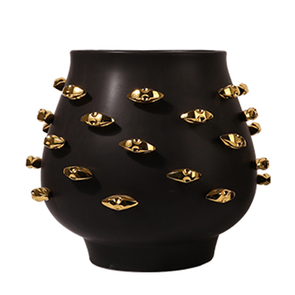 Ваза KISS Vase Black Черный Золотой Ваза KISS Vase Black Черный Золотой в Костроме | Loft Concept