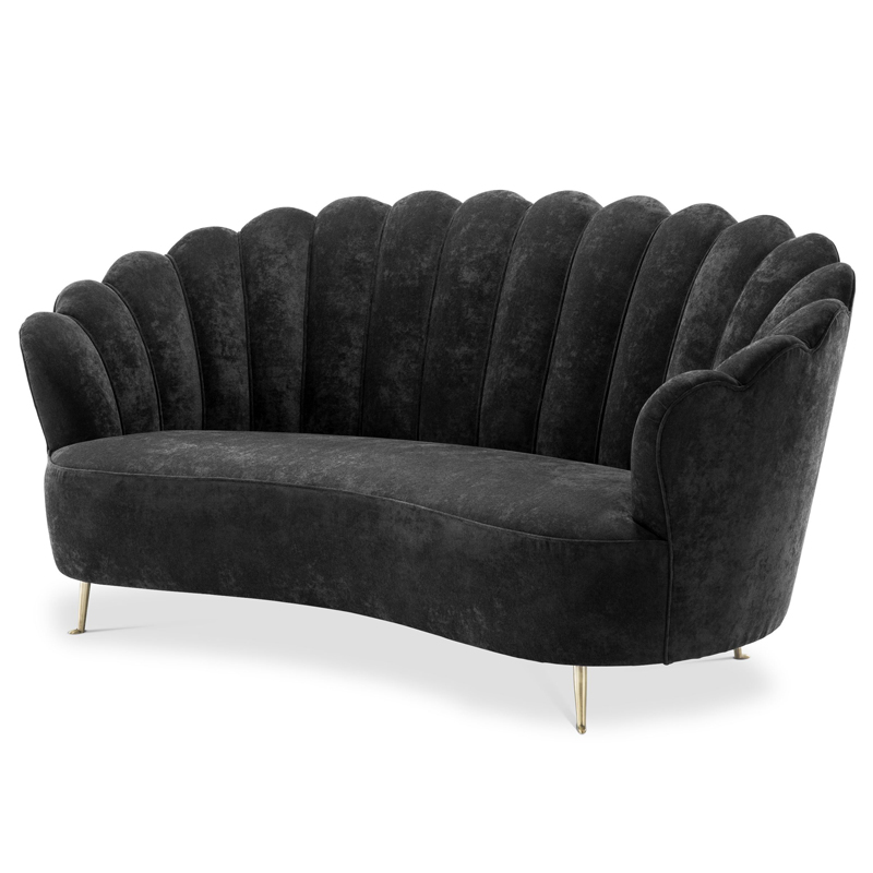 Диван Eichholtz Sofa Messina Black Черный Латунь Диван Eichholtz Sofa Messina Black Черный Латунь в Костроме | Loft Concept