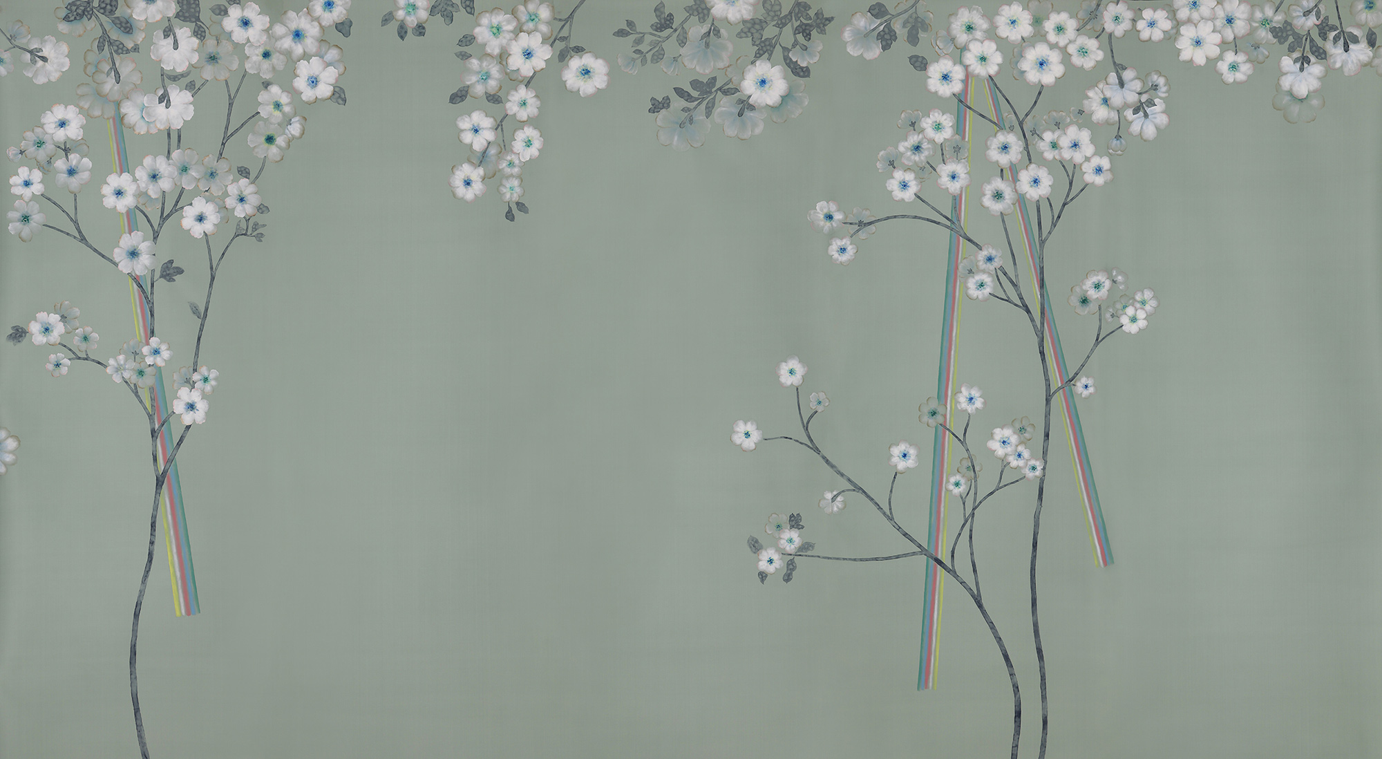 Обои ручная роспись Anemones in Light Daybreak on Blue Grey dyed silk Обои ручная роспись Anemones in Light Daybreak on Blue Grey dyed silk - постер Loft-Concept в Костроме
