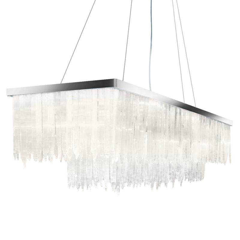 Люстра LAMP SELENITE RECT chromium 130 Прозрачный белый Хром Люстра LAMP SELENITE RECT chromium 130 Прозрачный белый Хром в Костроме | Loft Concept