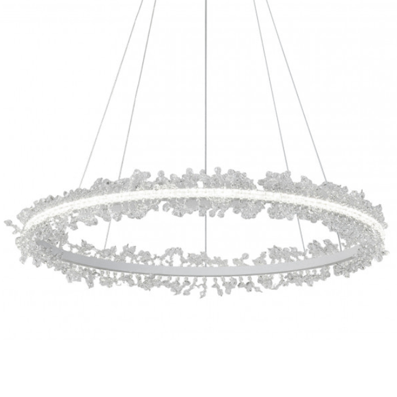 Crystal round chandelier Светильник Белое Кольцо из Хрусталя Прозрачный Латунь Crystal round chandelier Светильник Белое Кольцо из Хрусталя Прозрачный Латунь в Костроме | Loft Concept