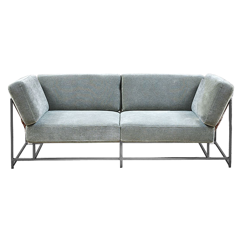 Двухместный диван Two Seat Sofa серо-голубой велюр Серо-голубой Серый Двухместный диван Two Seat Sofa серо-голубой велюр Серо-голубой Серый в Костроме | Loft Concept