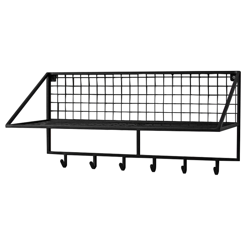 Вешалка с полкой Rhian Industrial Metal Rust Shelf Black Черный Вешалка с полкой Rhian Industrial Metal Rust Shelf Black Черный в Костроме | Loft Concept