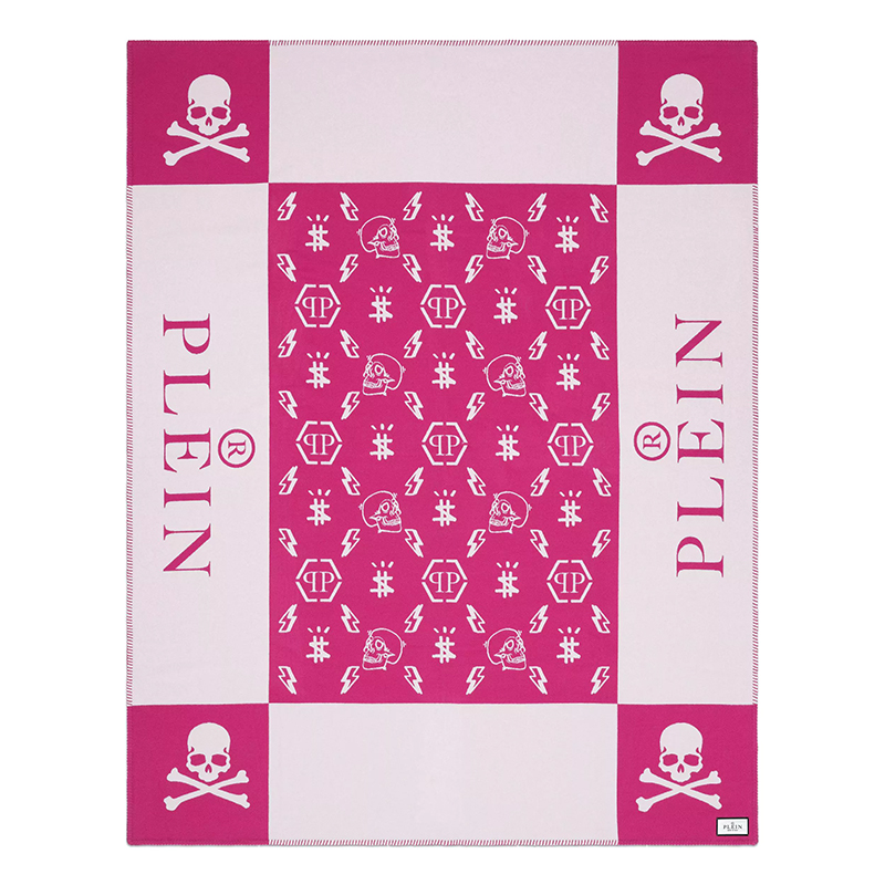 Плед Philipp Plein Plaid Cashmere Skull Pink Розовый Белый Плед Philipp Plein Plaid Cashmere Skull Pink Розовый Белый в Костроме | Loft Concept