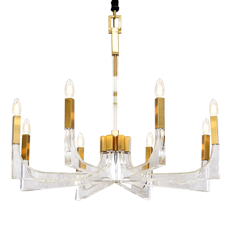 Люстра акриловая Acrylic Chandelier Золотой Прозрачный Люстра акриловая Acrylic Chandelier Золотой Прозрачный в Костроме | Loft Concept