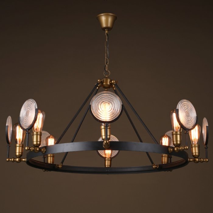 Люстра GASLIGHT LENS Chandelier 8 Черный в Костроме | Loft Concept 
