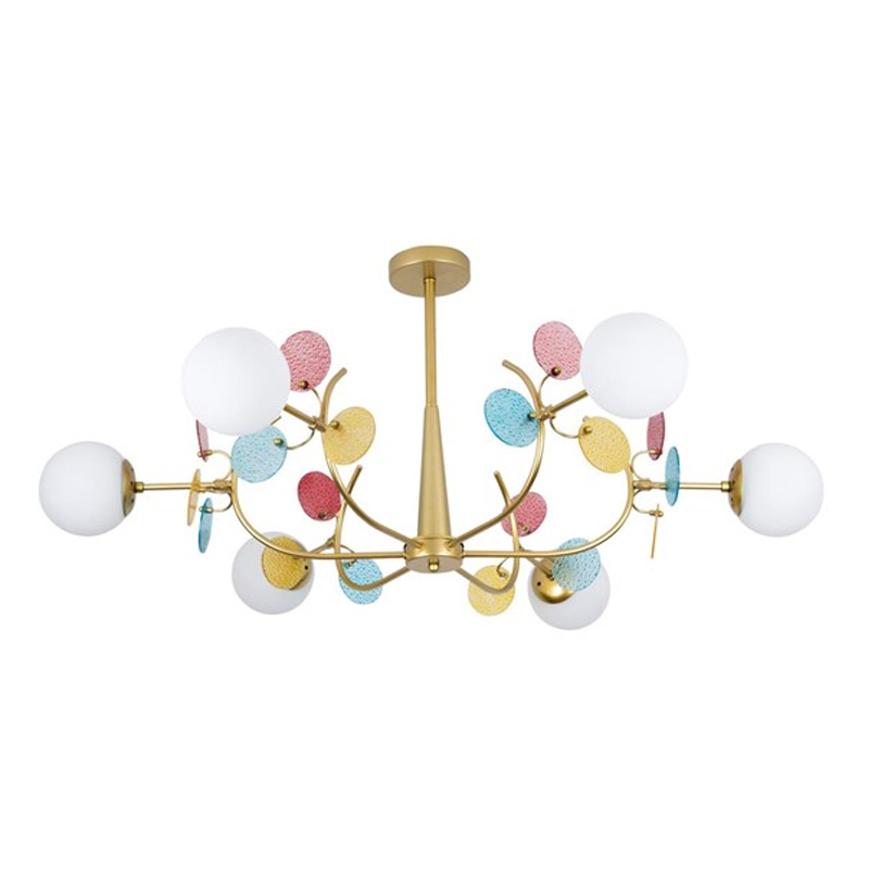 Люстра для низкого потолка MATISSE Multi glass 6 плафонов Золотой Латунь Люстра для низкого потолка MATISSE Multi glass 6 плафонов Золотой Латунь в Костроме | Loft Concept