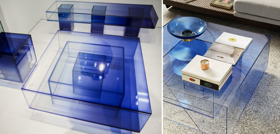 Кофейный Стол Null Blue Glass Clear Transition Color Coffee Table by Studio Buzao Customizable Кофейный Стол Null Blue Glass Clear Transition Color Coffee Table by Studio Buzao Customizable - Loft-Concept в Костроме